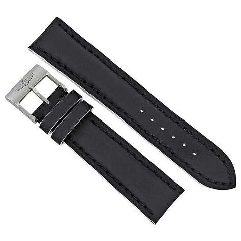 breitling black leather watch strap.